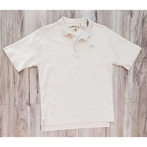 Men's Orvis Short Sleeve Tan Polo Shirt Size Small